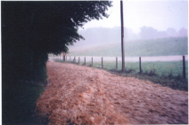 Image montrant la violence des ruissellements sur la rue Ponty à La Vaupalière le 16 juin 1997