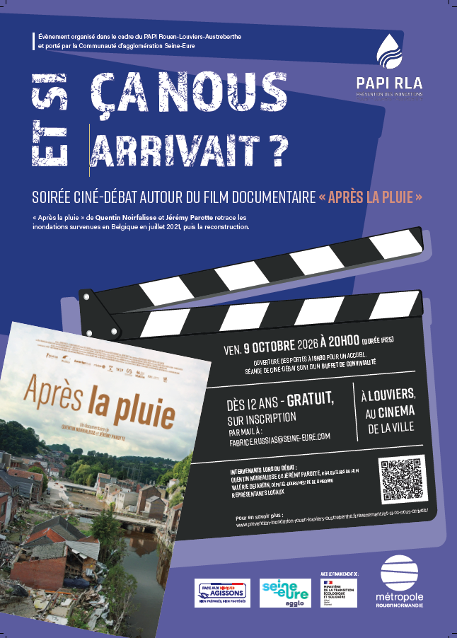 Affiche sur la soirée Ciné-Débat prévue le 9/10/2026 à Louviers